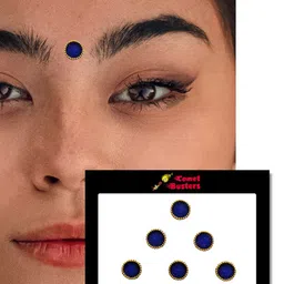 Comet Busters Set of 6 Designer Circular Bindis - Navy Blue image 2