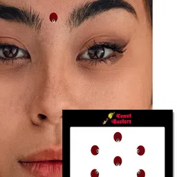 Comet Busters 7 Pcs Embellished Reusable Bindis - Maroon image 3