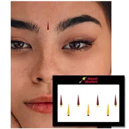 Comet Busters 7 Pcs Reusable Designer Bindis - Maroon & Yellow image 3