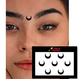 Comet Busters 7 Pcs Reusable Crescent-Shaped Designer Bindis - Black image 3