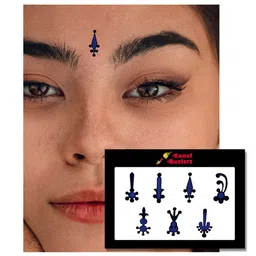 Comet Busters 7 Pcs Reusable Designer Bindis - Black & Blue image 3