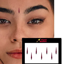 Comet Busters 7 Pcs Reusable Designer Bindis - Burgundy & Black image 3