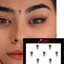 Comet Busters 7 Pcs Embellished Reusable Designer Bindis - Maroon image 3