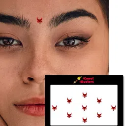 Comet Busters 9 Pcs Embellished Reusable Designer Bindis - Red image 3