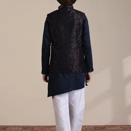 Manyavar Boys Regular Kurta and Pyjamas with Jacket image 5