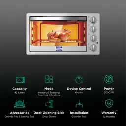 KENT 42L Oven Toaster Grill with Rotisserie & Convection Function (Silver) image 3