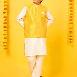 BonOrganik Boys Mandarin Collar Pure Silk Kurta With Pyjama-57
