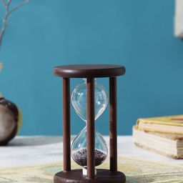 EXIM DECOR Brown Wooden Hour Glass Showpiece With Multicolor Beads-image-69