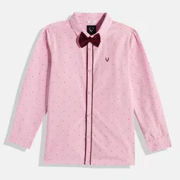 Allen Solly Junior Boys Slim Fit Self Design Pure Cotton Casual Shirt with Bow Tie-image-33