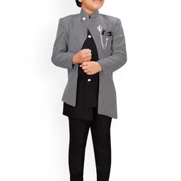 Aj DEZInES Kids Boys Self-Design Sherwani Set-picture-42