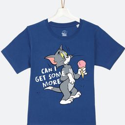 YK Warner Bros Boys Blue Tom & Jerry Sibling Collection Printed Cotton T-shirt-image-43