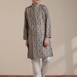 Manyavar Boys Ethnic Motifs Printed Regular Kurta with Pyjamas-27