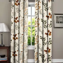 RRC Cream-Coloured & Green 2 Pieces Floral Room Darkening Long Door Curtain-23