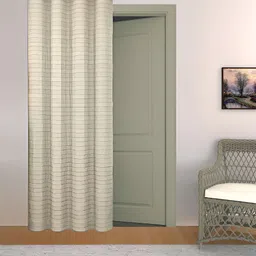 THE CONVERSION Cream-Coloured Striped Room Darkening Long Door Curtain-image-31