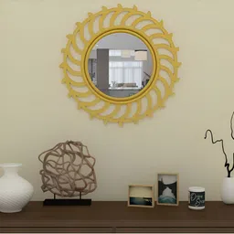 VAS collection home Yellow Wooden Wall Mirror Frame-image-65