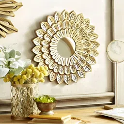 VAS collection home Yellow Wooden Wall Mirror Frame-23