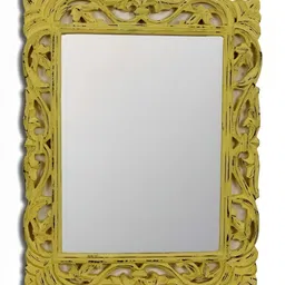 VAS collection home Yellow Wall Textured Wooden Mirror Frame-28