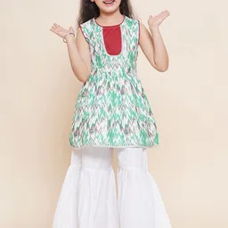 Aj DEZInES Girls Chevron Printed Gotta Patti Pure Cotton Kurta with Sharara-picture-27