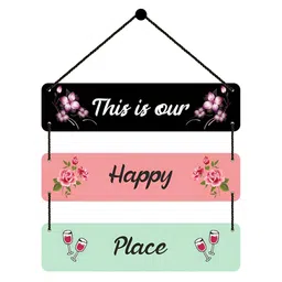 Home Delight Black & White Printed Wooden Wall Hanging-image-99