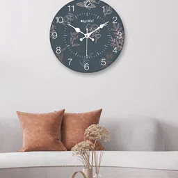 OLIVE TREE Grey & Pink Printed Round Contemporary Wall Clock-35