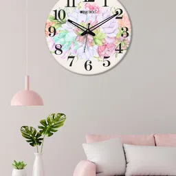 OLIVE TREE Green & Peach-Coloured Printed Contemporary Wall Clock-27