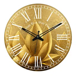 OLIVE TREE Yellow & White Printed Round Shape Contemporary Analogue Wall Clock-34