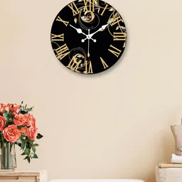OLIVE TREE Black & Beige Printed Contemporary Wall Clock-image-81