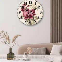 OLIVE TREE White & Pink Printed Contemporary MDF Wooden Analogue Wall Clock-image-45