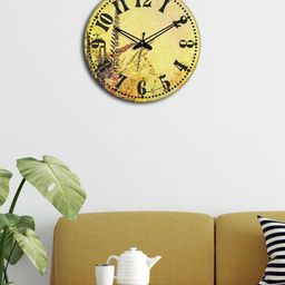 OLIVE TREE Green & Black Printed Round Shape Contemporary Analogue Wall Clock-image-70