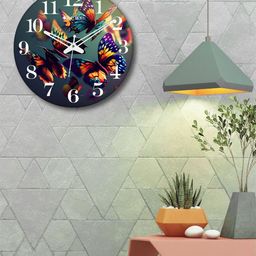 OLIVE TREE Blue & White Printed Contemporary Wall Clock-28