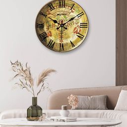 OLIVE TREE Green & Red Printed Contemporary Wall Clock-25
