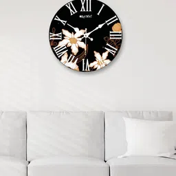 OLIVE TREE Black & White Printed Round Shape Contemporary Wall Clock-image-74