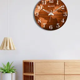 OLIVE TREE Brown & White Printed Round Shape Contemporary Wall Clock-11