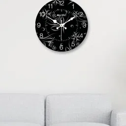 OLIVE TREE Black & White Printed Contemporary MDF Wooden Analogue Wall Clock-image-79