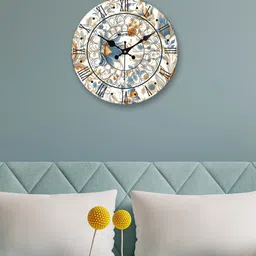 OLIVE TREE White & Black Printed Round Shape Contemporary Analogue Wall Clock-image-98
