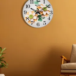 OLIVE TREE Grey & Black Printed Contemporary Analogue Wooden Round Wall Clock-18