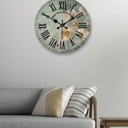 OLIVE TREE Grey & Black Printed Contemporary Wall Clock-27