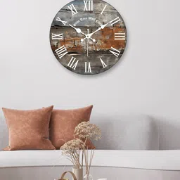 OLIVE TREE Brown & Grey Printed Contemporary Wall Clock-image-88