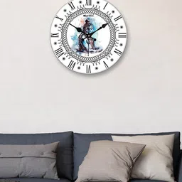 OLIVE TREE White & Blue Printed Contemporary Analogue Wooden Round Wall Clock-image-18