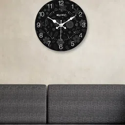 OLIVE TREE Black & White Printed Contemporary MDF Wooden Analogue Wall Clock-image-75