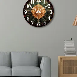 OLIVE TREE Black & Brown Printed Contemporary Wall Clock-image-33