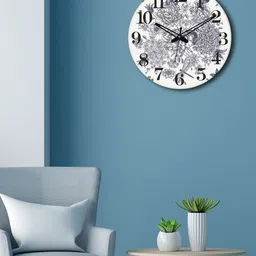 OLIVE TREE White & Grey Printed Round Shape Contemporary Analogue Wall Clock-image-69