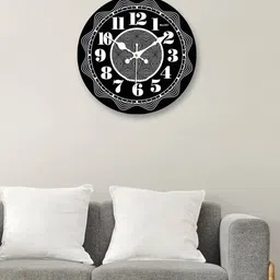 OLIVE TREE Black & White Printed Contemporary Wall Clock-12