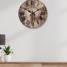 OLIVE TREE Brown & Black Printed Round Contemporary Wall Clock-image-89