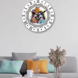 OLIVE TREE White & Blue Printed Round Contemporary Wall Clock-31