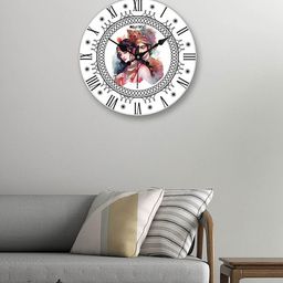 OLIVE TREE White & Black Printed Traditional Analogue Wooden Round Wall Clock-picture-1