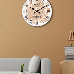 OLIVE TREE White & Beige Printed Contemporary MDF Wooden Analogue Wall Clock-image-96