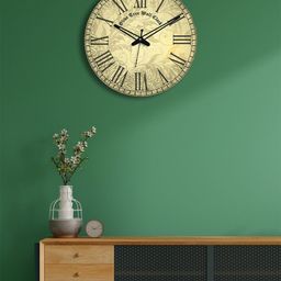 OLIVE TREE Cream-Coloured & Black Printed Round Shape Vintage Wall Clock-10
