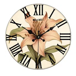 OLIVE TREE Green & Peach-Coloured Printed Round Shape Contemporary Analogue Wall Clock image 5