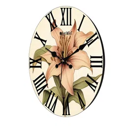 OLIVE TREE Green & Peach-Coloured Printed Round Shape Contemporary Analogue Wall Clock image 4